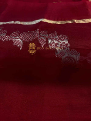 Pure Kora Silk Handloom Banarasi Saree - All Over Kadhua Lahariya