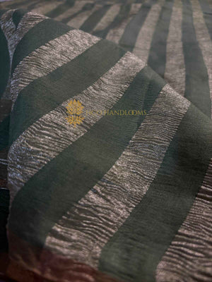 Pure Moonga Crush Tissue Silk Handloom Banarasi Saree