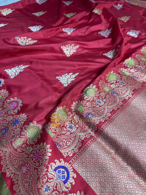 Pure Katan Silk Handloom Banarasi Saree - All Over Kadhua Meenakari Motifs