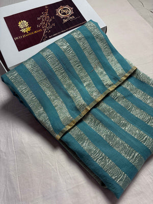 Pure Moonga Crush Tissue Silk Handloom Banarasi Saree