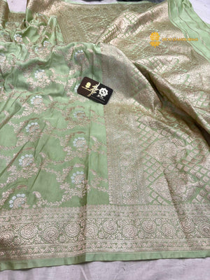 Premium Mashru Katan Silk Banarasi Saree - All Over Jangla