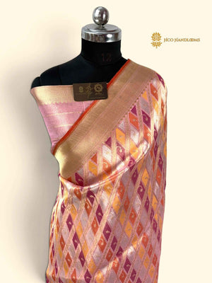 Pure Kora Tissue Rangkat Handloom Banarasi Saree - All Over Jaal Work