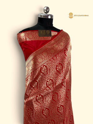 Regal Red Pure Katan Silk Handloom Banarasi Saree - All Over Tanchui Brocade