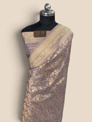 Regal Pure Katan Silk Handloom Banarasi Saree - All Over Jaal Work With Meenakari