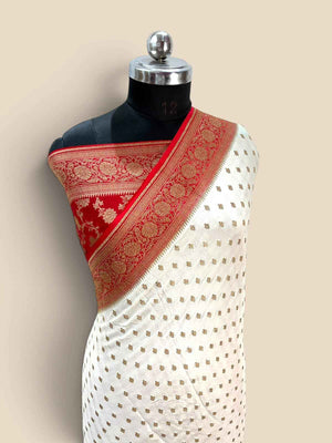 Pure Khaddi Crepe Georgette Silk Handloom Banarasi Saree - All Over Motifs