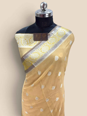 Pure Khaddi Chiffon Silk Banarasi Saree - All Over Motifs