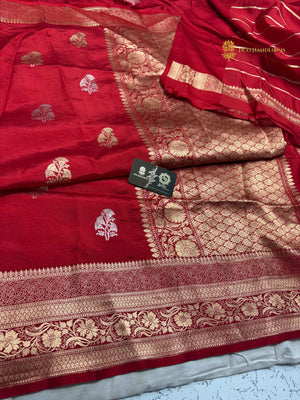Red Pure Mango Katan Silk Handloom Banarasi Saree - All Over Motifs