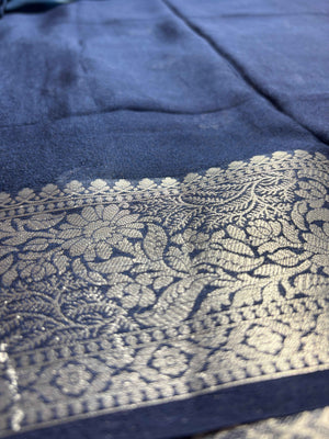 Pure Chiffon Silk Khaddi Banarasi With Small Motifs
