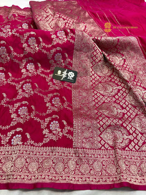 Premium Mashru Katan Silk Banarasi Saree - All Over Jangla