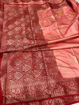 Contrast Premium Soft Silk Banarasi Saree - All Over Floral Design