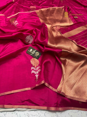 Rani Pure Mango Katan Silk Handloom Banarasi Saree - All Over Boota