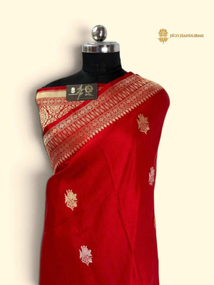 Red Pure Mango Katan Silk Handloom Banarasi Saree - All Over Motifs