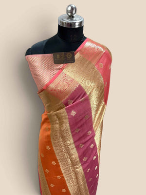 Pure Chiniya Silk Handloom Banarasi Saree - Dual Design