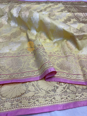 Pure Katan Silk Handloom Banarasi Saree - All Over Kadhua Jangla Work