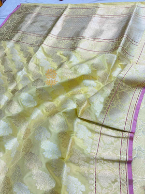 Pure Katan Silk Handloom Banarasi Saree - All Over Kadhua Jangla Work