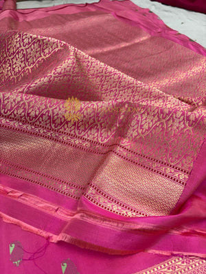 Pure Katan Silk Handloom Banarasi Saree - All Over Kadhua Motifs with Konya