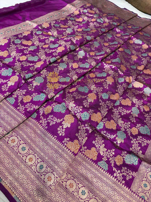 Pure Katan Silk Handloom Banarasi Dupatta - All Over Meenakari Jangla