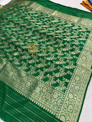 Pure Katan Silk Handloom Banarasi Dupatta - All Over Kadhyal Jaal Work