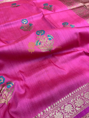 Tussar Silk Handloom Banarasi Saree - All Over Meenakari Kadhua Motifs