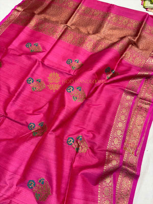 Tussar Silk Handloom Banarasi Saree - All Over Meenakari Kadhua Motifs