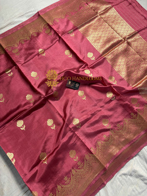 Pure Mango Katan Silk Handloom Banarasi Saree - All Over Kadhua Motifs