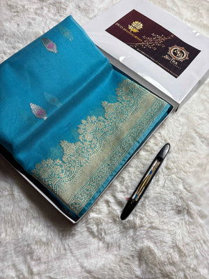 Pure Kora Silk Handloom Banarasi Saree - All Over Kadhua Meenakari Motifs