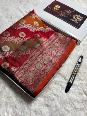 Pure Katan Silk Handloom Kadhua Meenakari Rangkat Banarasi Saree