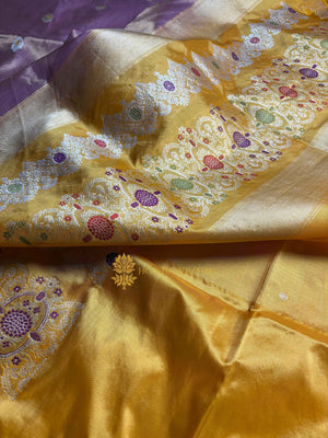 Pure Tissue Silk Handloom Banarasi Saree - All Over Kadhua Meenakari Motifs