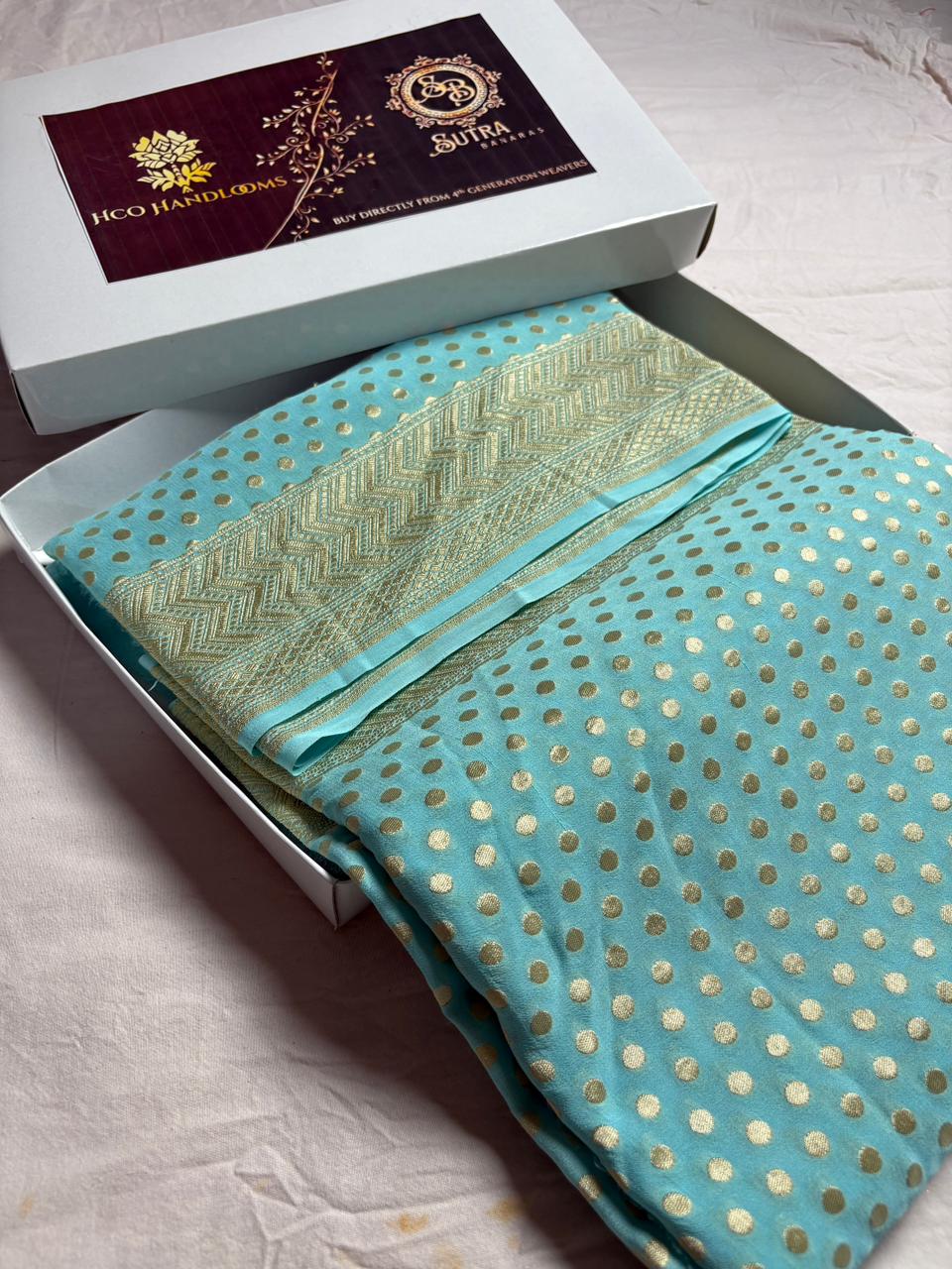 Khaddi Georgette Sarees with Water Zari