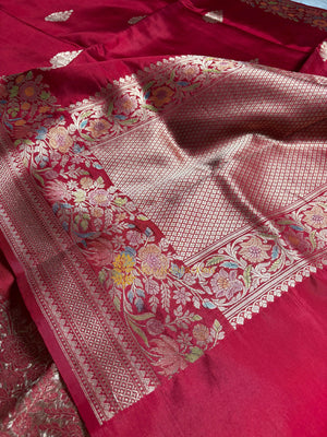 Pure Mango Katan Silk Handloom Banaras Saree - All Over Kadhua Motifs