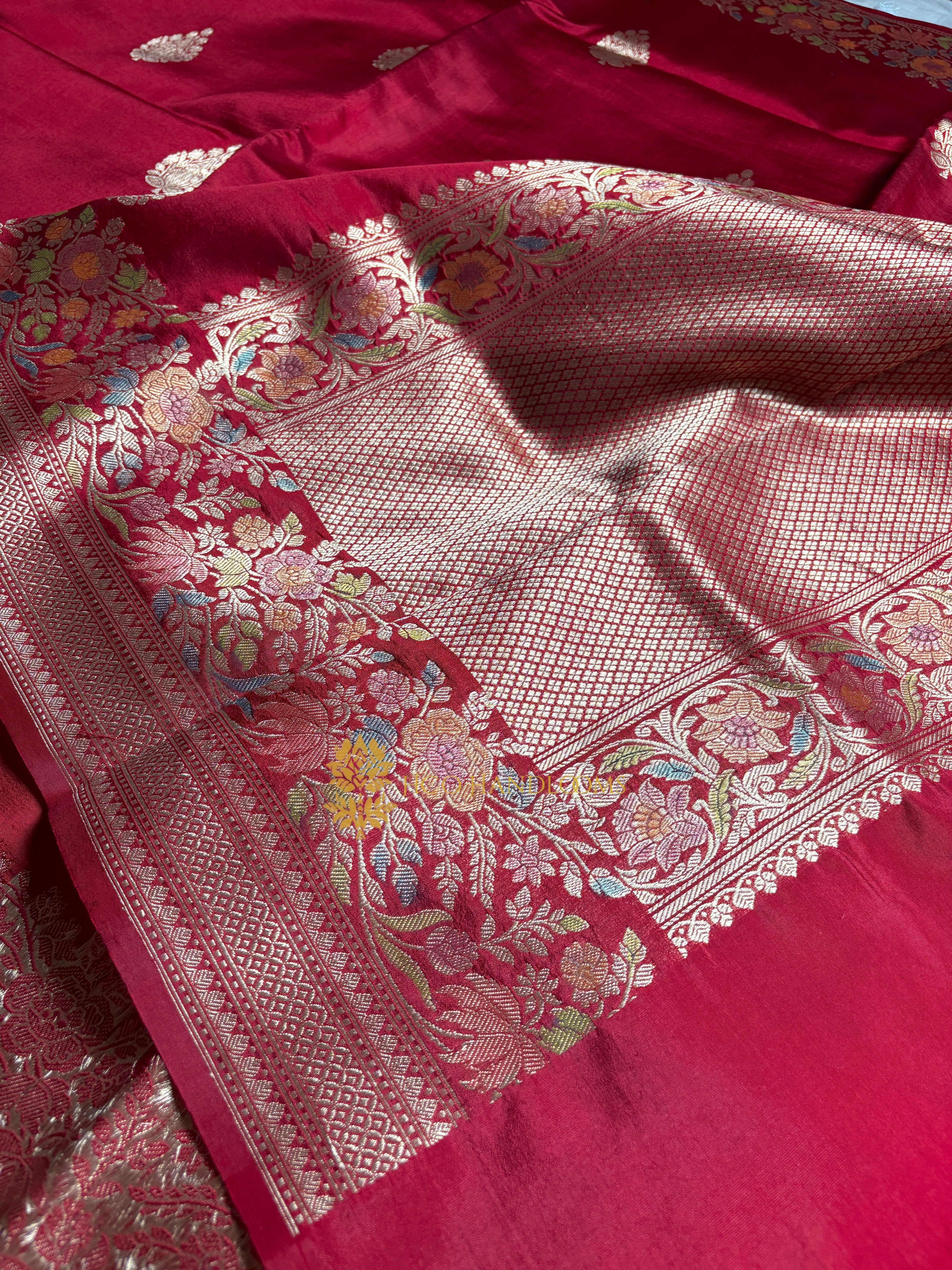 Pure Mango Katan Silk Handloom Banaras Saree - All Over Kadhua Motifs
