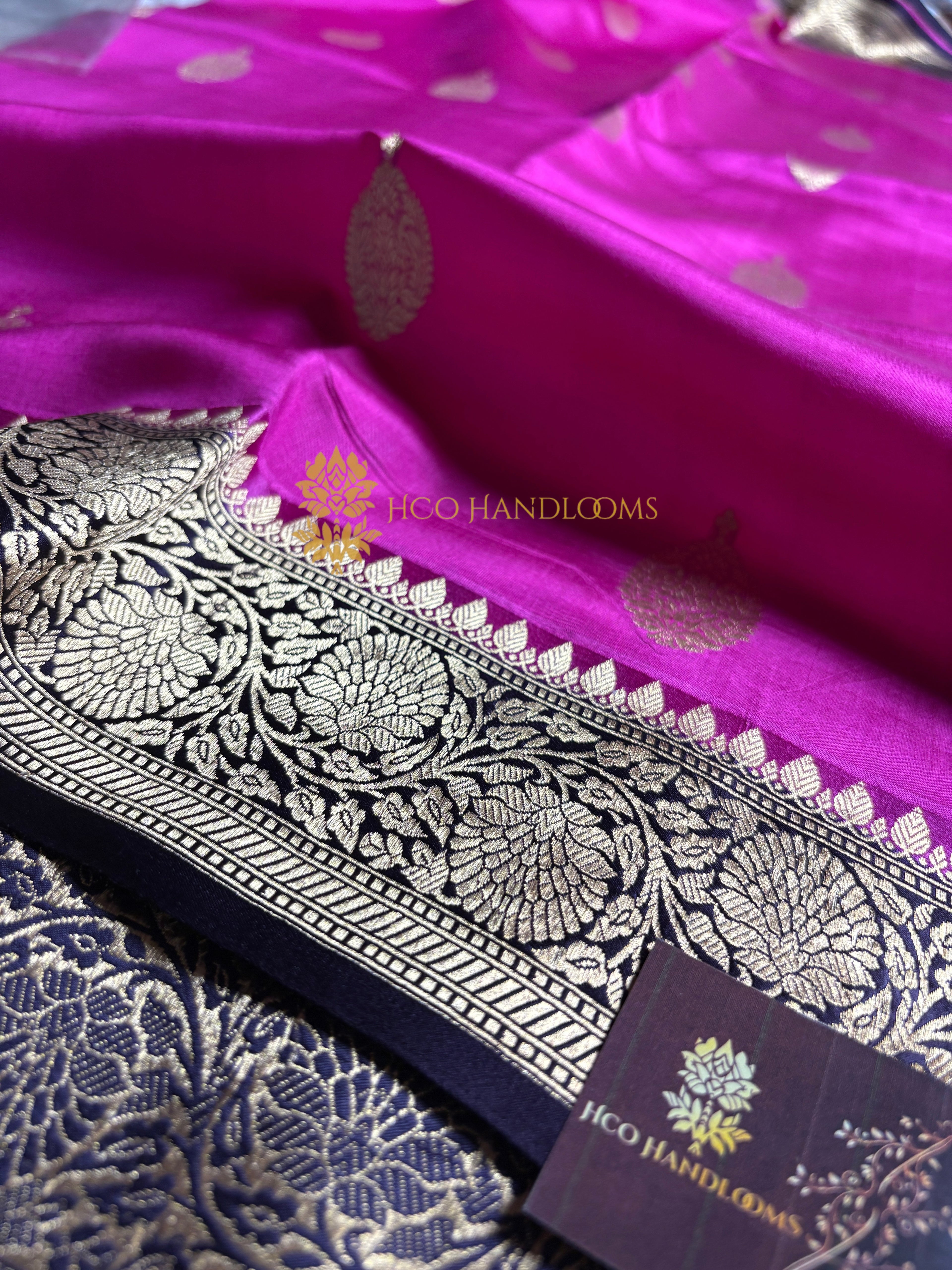 Pink Pure Mango Katan Silk Handloom Banarasi Saree - All Over Kadhua Motifs