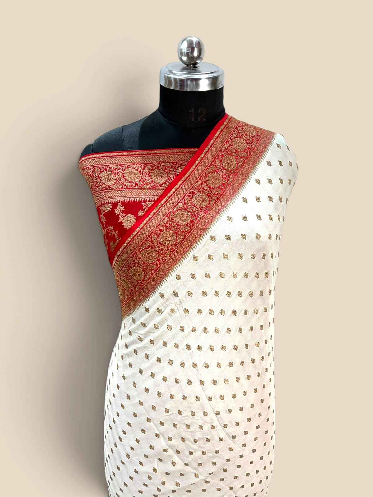 Pure Khaddi Crepe Georgette Silk Handloom Banarasi Saree - All Over Motifs