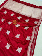 Premium Mashru Katan Silk Floral Motifs Banarasi Saree