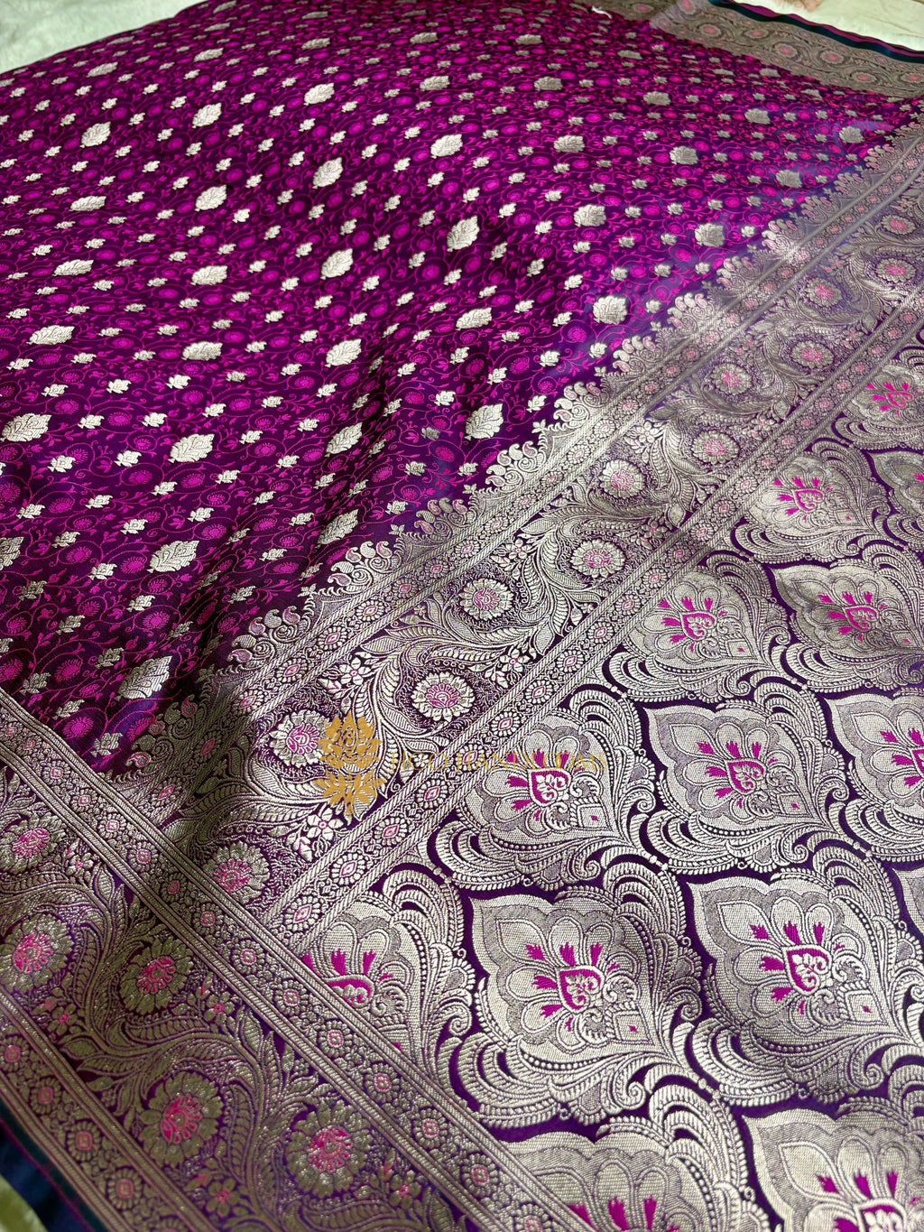 Purple Premium Mashru Katan Silk Tanchui Brocade Banarasi Saree