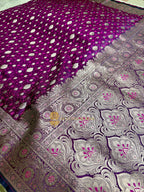 Purple Premium Mashru Katan Silk Tanchui Brocade Banarasi Saree