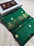 Turquoise Pure Mango Katan Silk Handloom Banarasi Saree - All Over Floral Motifs