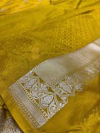 Premium Mashru Katan Silk Floral Motifs Banarasi Saree