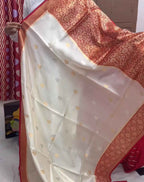 Pure Raw Mango Silk Handloom Banarasi Saree Kadhua Motifs