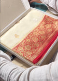 Pure Raw Mango Silk Handloom Banarasi Saree Kadhua Motifs