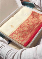 Pure Raw Mango Silk Handloom Banarasi Saree Kadhua Motifs