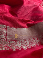 Cherry Premium Mashru Katan Silk Floral Jangla Banarasi Saree