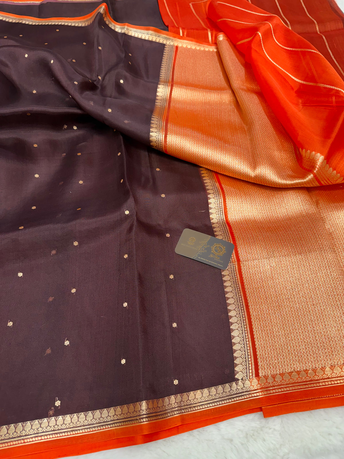 Pure Kora Silk Handloom Banarasi Saree - All Over Small Buti