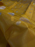 Pure Raw Mango Silk Handloom Banarasi Saree - All Over Kadhua Motifs
