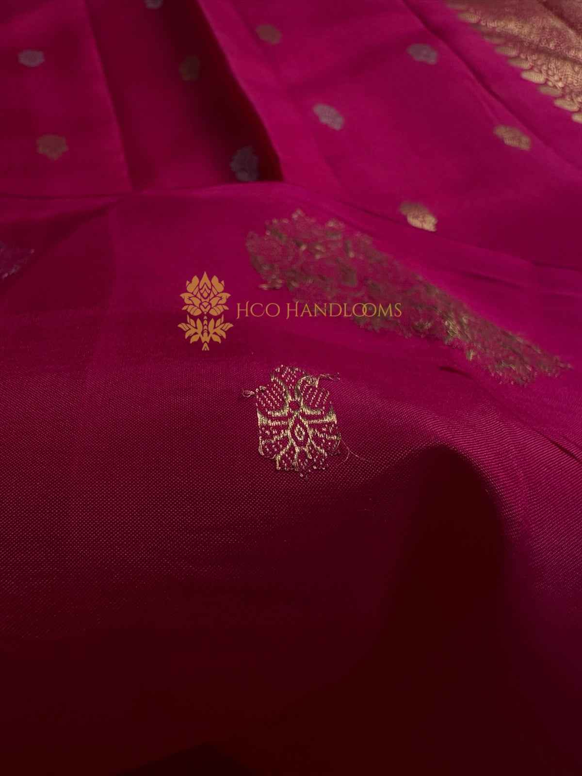 Pure Raw Mango Silk Handloom Banarasi Saree - All Over Kadhua Motifs