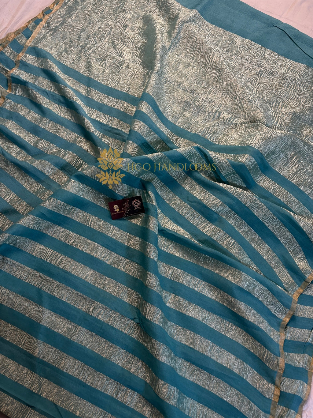 Pure Moonga Crush Tissue Silk Handloom Banarasi Saree