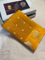 Pure Raw Mango Silk Handloom Banarasi Saree - All Over Kadhua Motifs