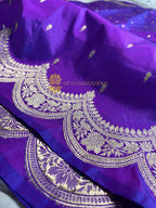 Purple Pure Katan Silk Handloom Banarasi Saree - All Over Kadhua Motifs
