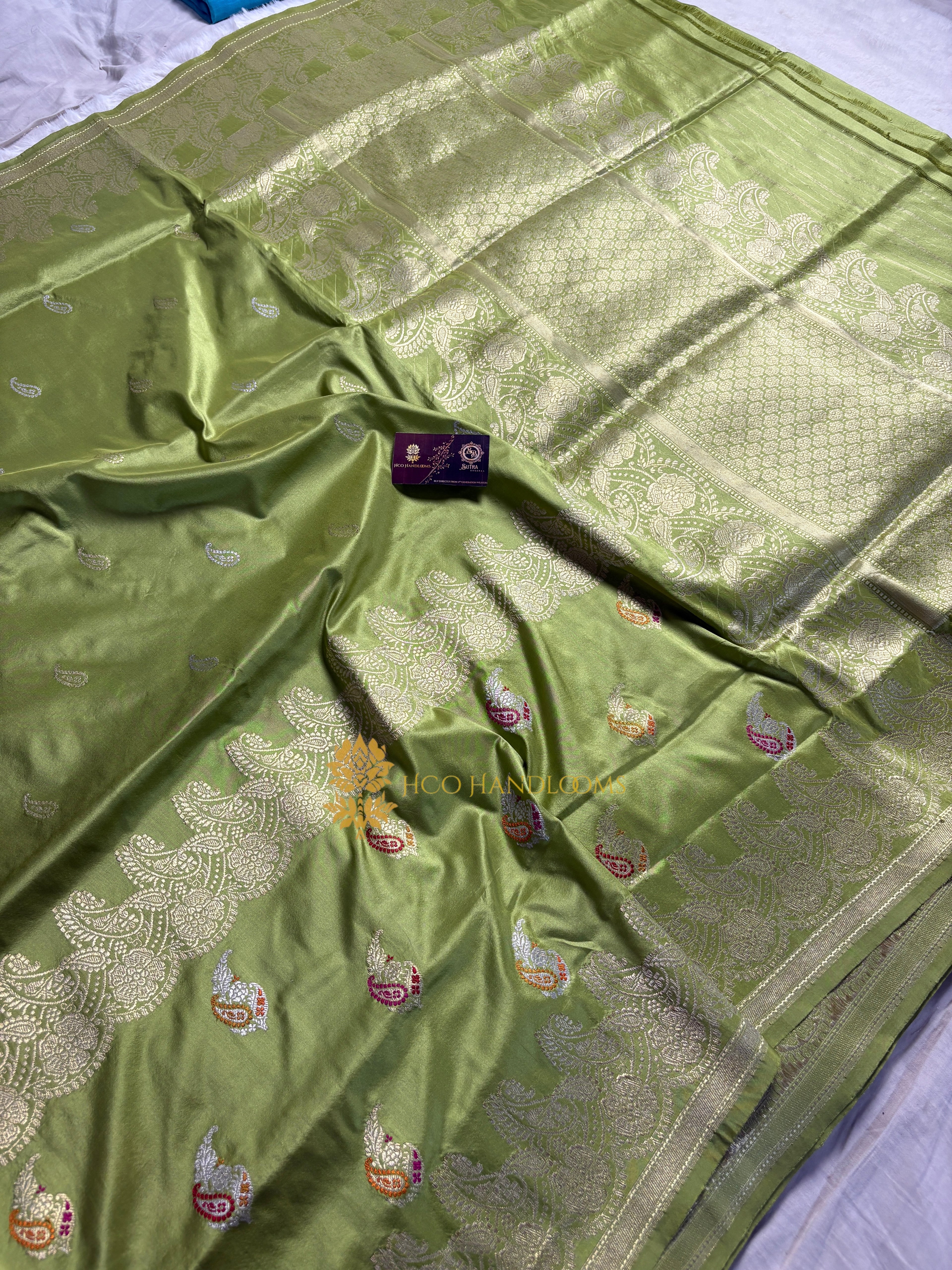 Pure Katan Silk Handloom Banarasi Saree - All Over Kadhua Meenakari Motifs
