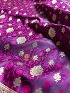 Purple Premium Mashru Katan Silk Tanchui Brocade Banarasi Saree